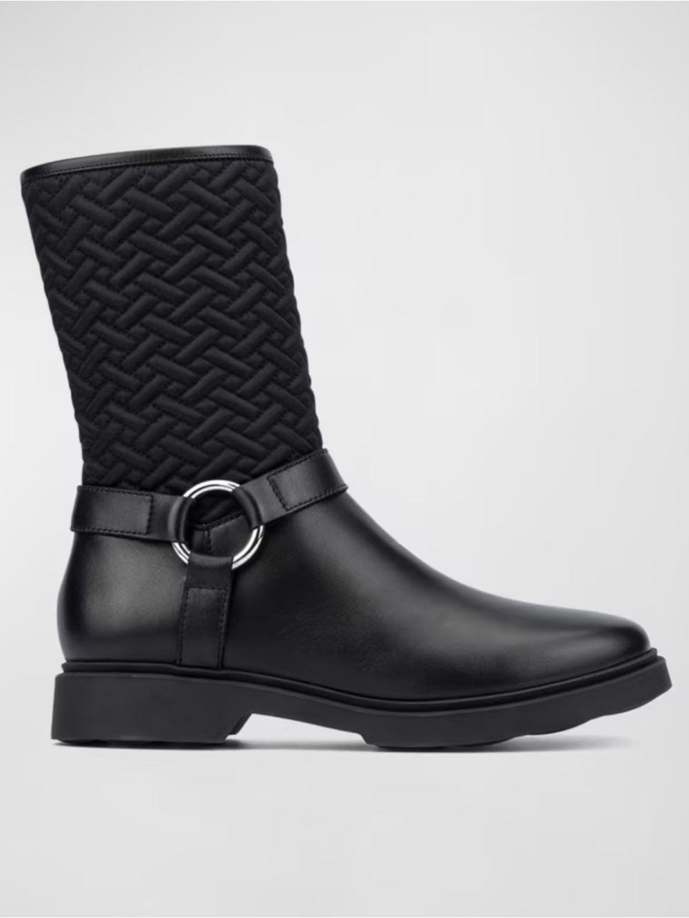 Aquatalia Helda Quilted Nylon Harness Black Womens Ankle Boots